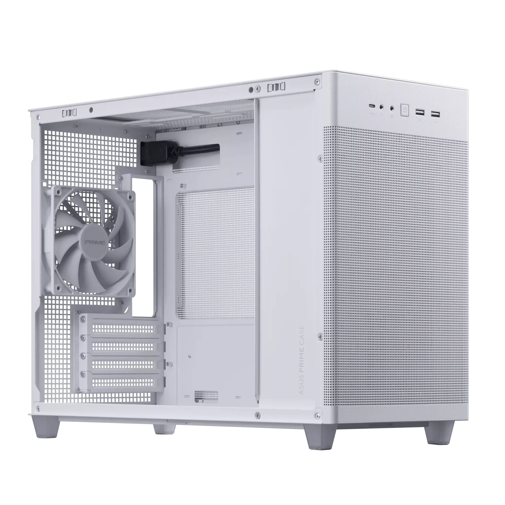 ASUS Prime AP201 MicroATX, Mini Tower, kompiuteris, baltas, micro ATX, Mini-ITX, 17 cm, 33,8 cm