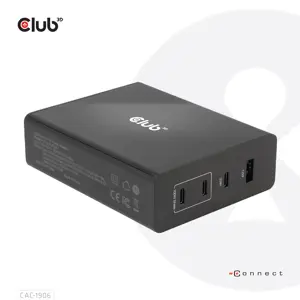 CLUB3D Travel Charger 132W GAN technology, Four port USB Type-A and -C, Power Delivery(PD) 3.0 Support, Indoor, DC, Black