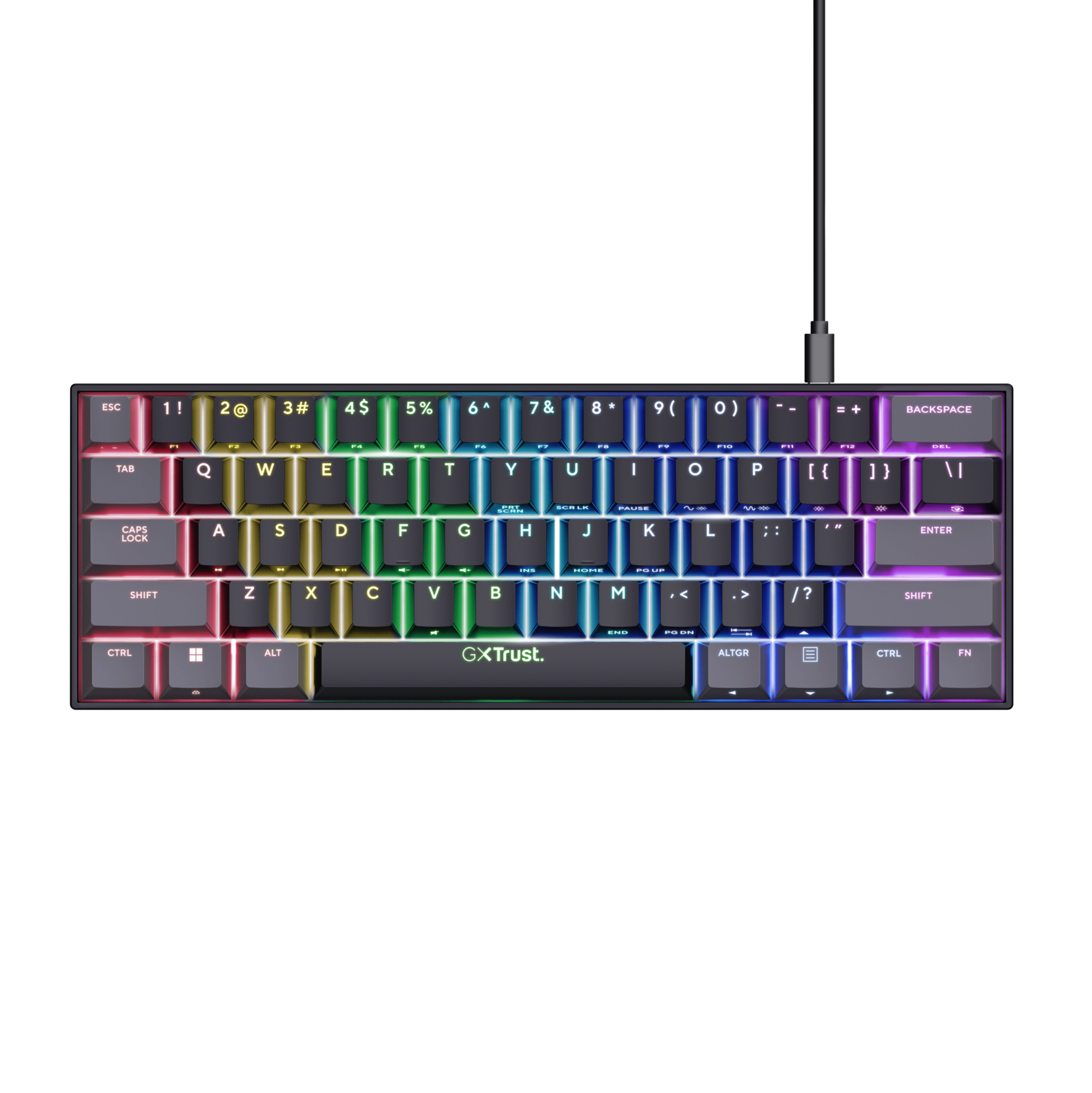 Trust GXT 867 Acira, 60%, Wired, USB, Mechanical, QWERTY, Black