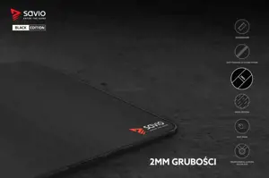 SAVIO ŽAIDIMŲ PELĖS KILIMĖLIS 250X250X2MM, DYGSNIUOTAIS KRAŠTAIS BLACK EDITION TURBO DYNAMIC S