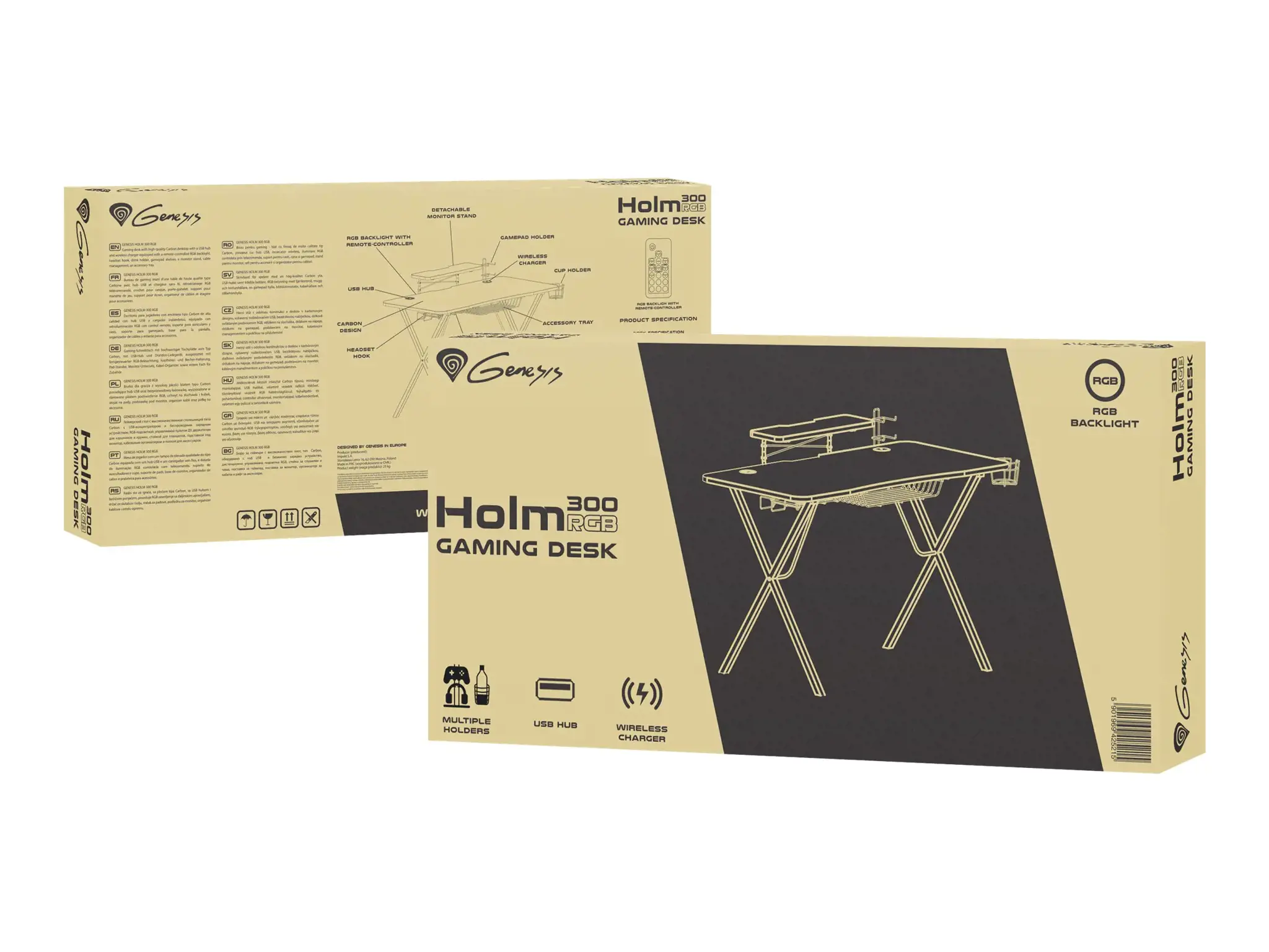 Žaidimų stalas Natec Genesis Holm 300 RGB, Juoda