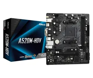 ASROCK A520M-HDV AM4 mATX MB 2xDDR4 4xSATA3 1xUltra M.2 1xPCIe 3.0x16 1xPCIe 3.0 x1 D-Sub DVI-D HDM…
