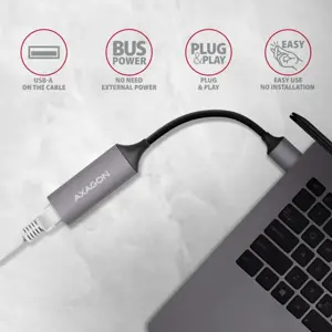 AXAGON ADE-TR A tipo USB 3.2 Gen 1 - Gigabit Ethernet 10/100/1000 adapteris, metalinis, titano pilkos spalvos