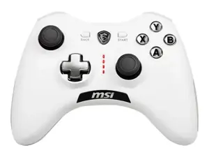 MSI FORCE GC20 V2 WHITE žaidimų valdiklis "Paruoštas kompiuteriui ir "Android", laidinis, reguliuojamas D-pad dangtelis, dvigubi vibraciniai varikliukai, ergonomiškas dizainas, nuimami kabeliai", žaidimų pultas, "Android", kompiuteris, galinis mygtukas, D-pad, makro mygtukas, maitinimo mygtukas, pradžios mygtukas, turbo mygtukas, analoginis / skaitmeninis, laidinis, USB 2.0