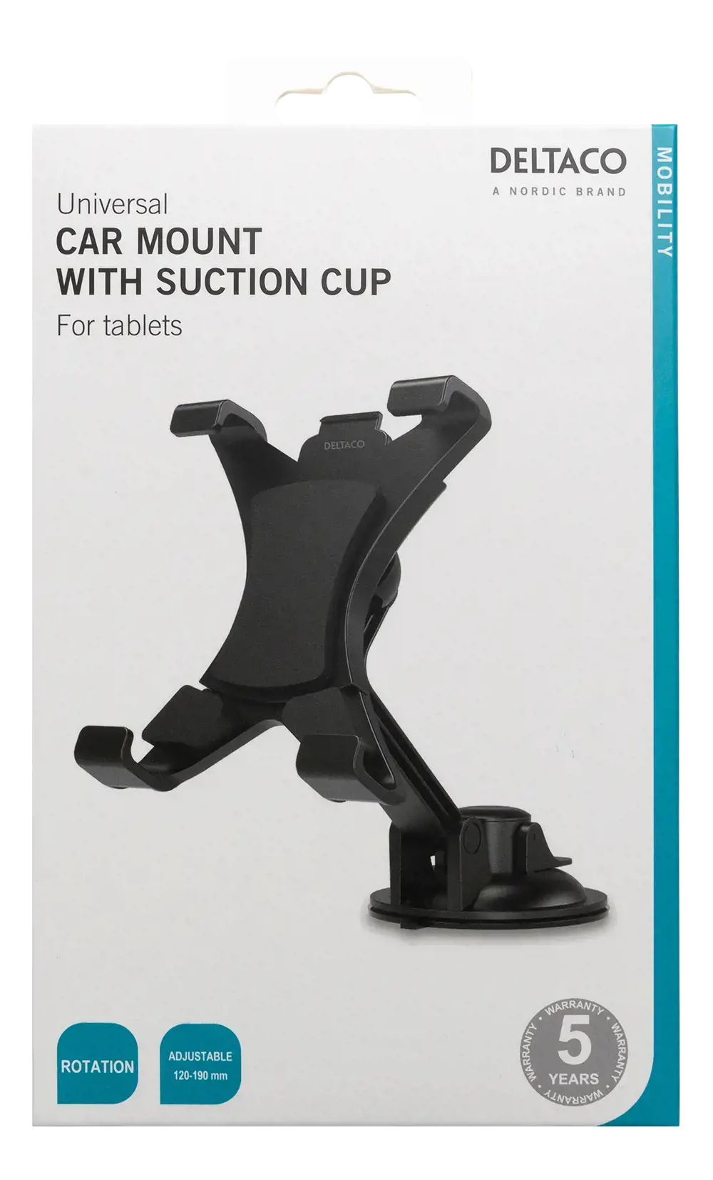 Mašininis planšetės laikiklis DELTACO 120-190mm, juodas / ARM-C100