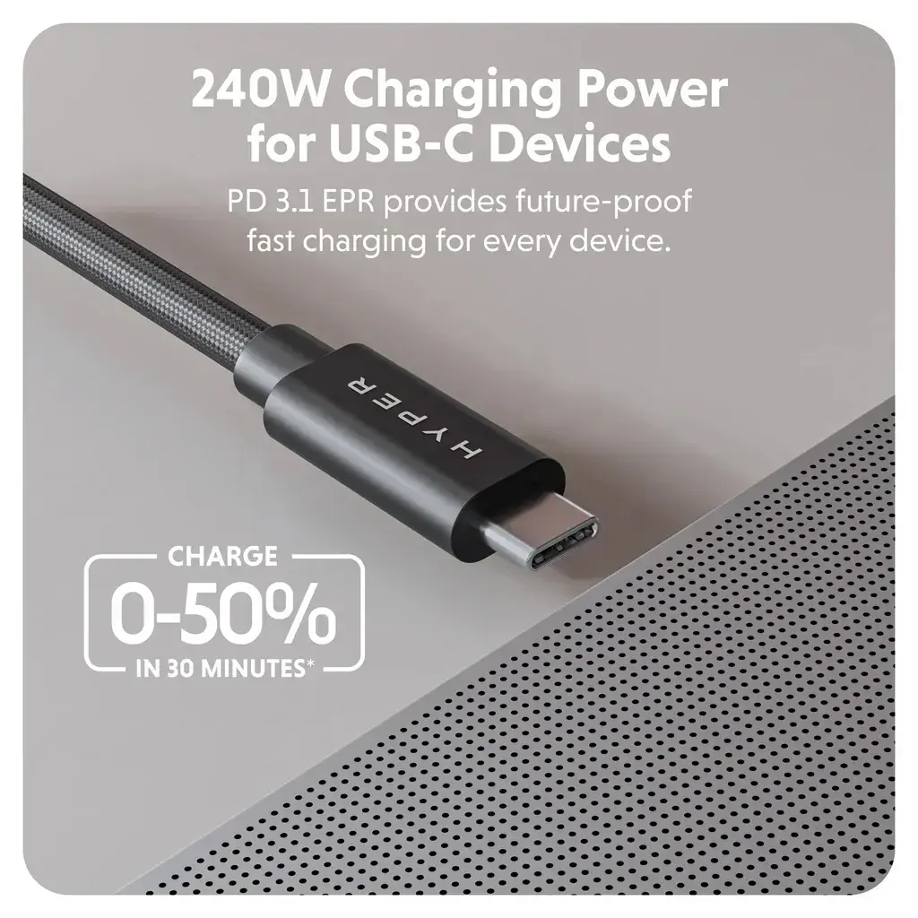 Hyper | HyperDrive Next USB4 Type-C Performance Cable, 1.2 m | HD6500BKGL