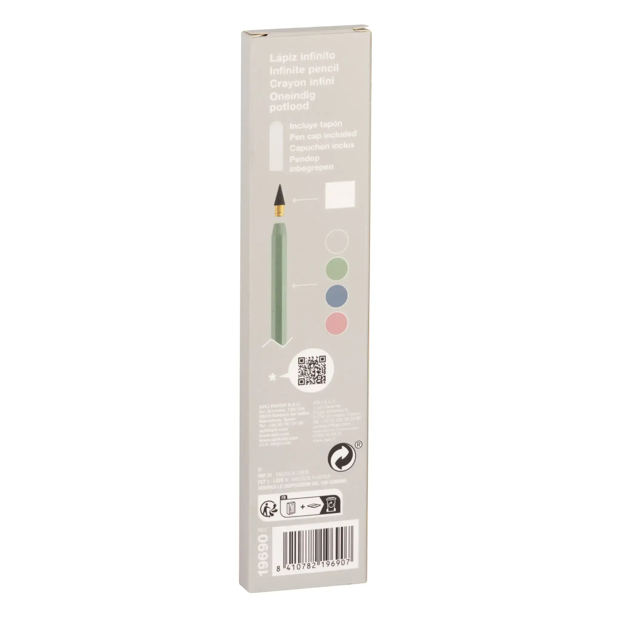 Nesibaigiantis pieštukas Apli, HB, korpusas pilkos spalvos