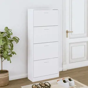 Spintelė batams, baltos spalvos, 63x24x147cm, apdirbta mediena