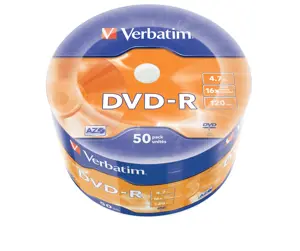 Verbatim DVD-R Matt Silver 50 Pack Wrap Spindle, DVD-R, Spindle, 50 pc(s), 4.7 GB