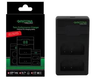 Patona Premium Twin Performance PD charger for Panasonic DMW-BLF19 with USB-C cable