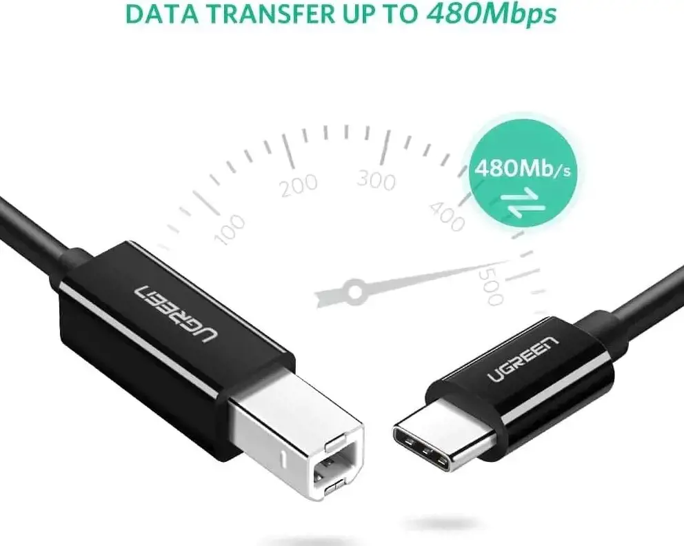 Ugreen 50446, 2 m, USB C, Mini-USB B, USB 2.0, 480 Mbps, juoda