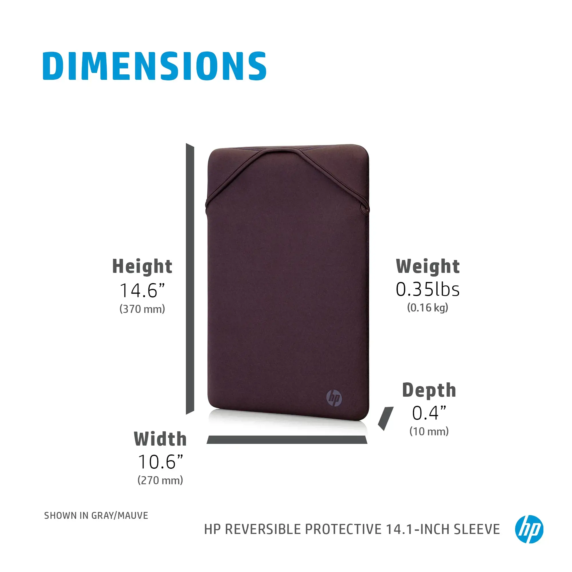 HP dvipusis apsauginis 14,1 colio Mauve nešiojamojo kompiuterio dėklas, įmautė, 35,6 cm (14"), 160 g