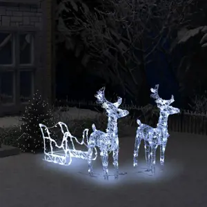 Kalėdų dekoracija elniai ir rogės, akrilas, 160 LED lempučių