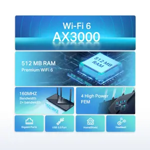 TP-Link AX3000 Dual Band Gigabit Wi-Fi 6 maršrutizatorius, "Wi-Fi 6" (802.11ax), dviejų dažnių (2,4 GHz / 5 GHz), Ethernet LAN, 5G, juodas, stalinis maršrutizatorius