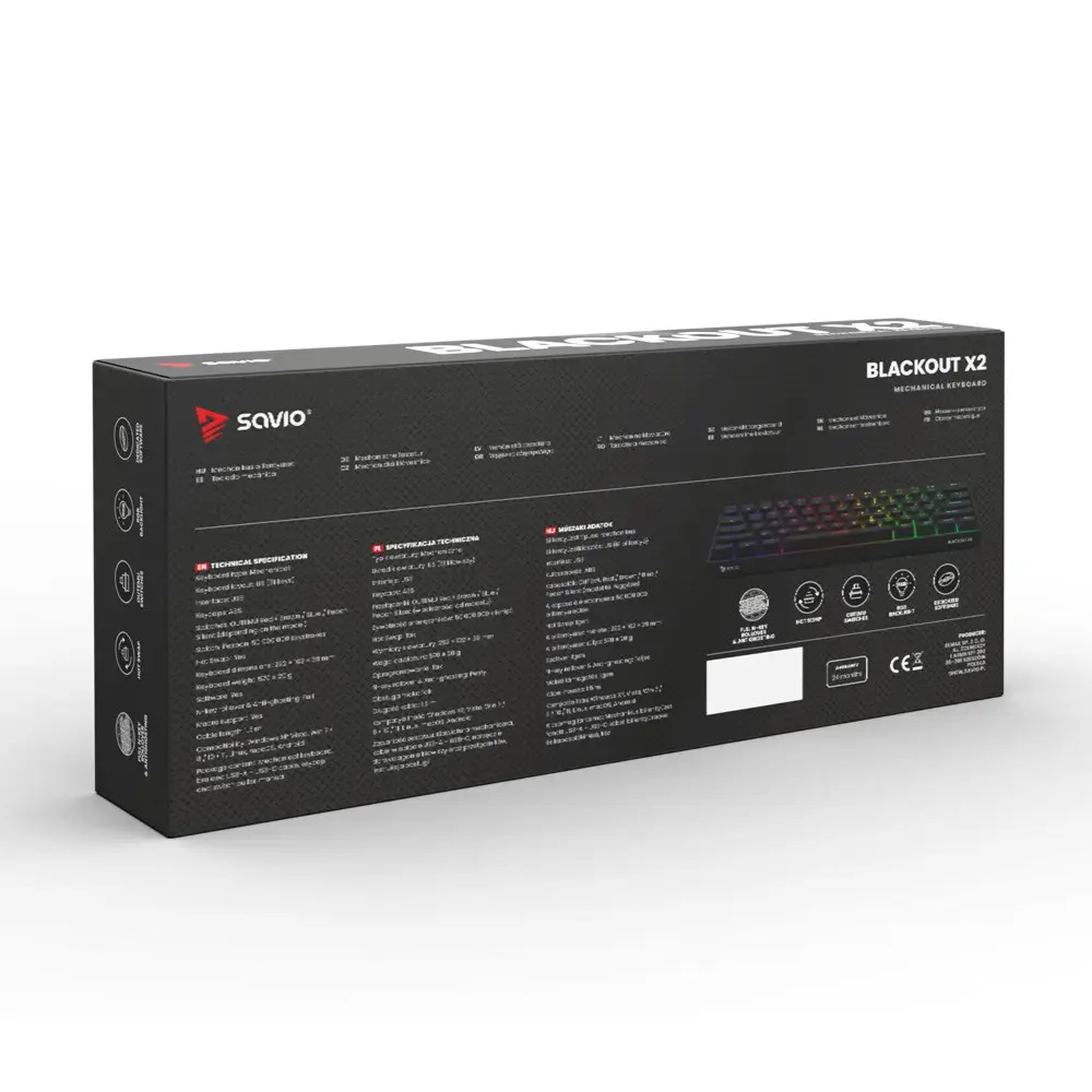 SAVIO BLACKOUT X2 Mechanical Keyboard OUTEMU Red, Hot Swap