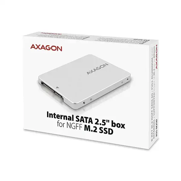 AXAGON RSS-M2SD SATA - M.2 SSD SATA, iki 80 mm SSD, ALU korpusas