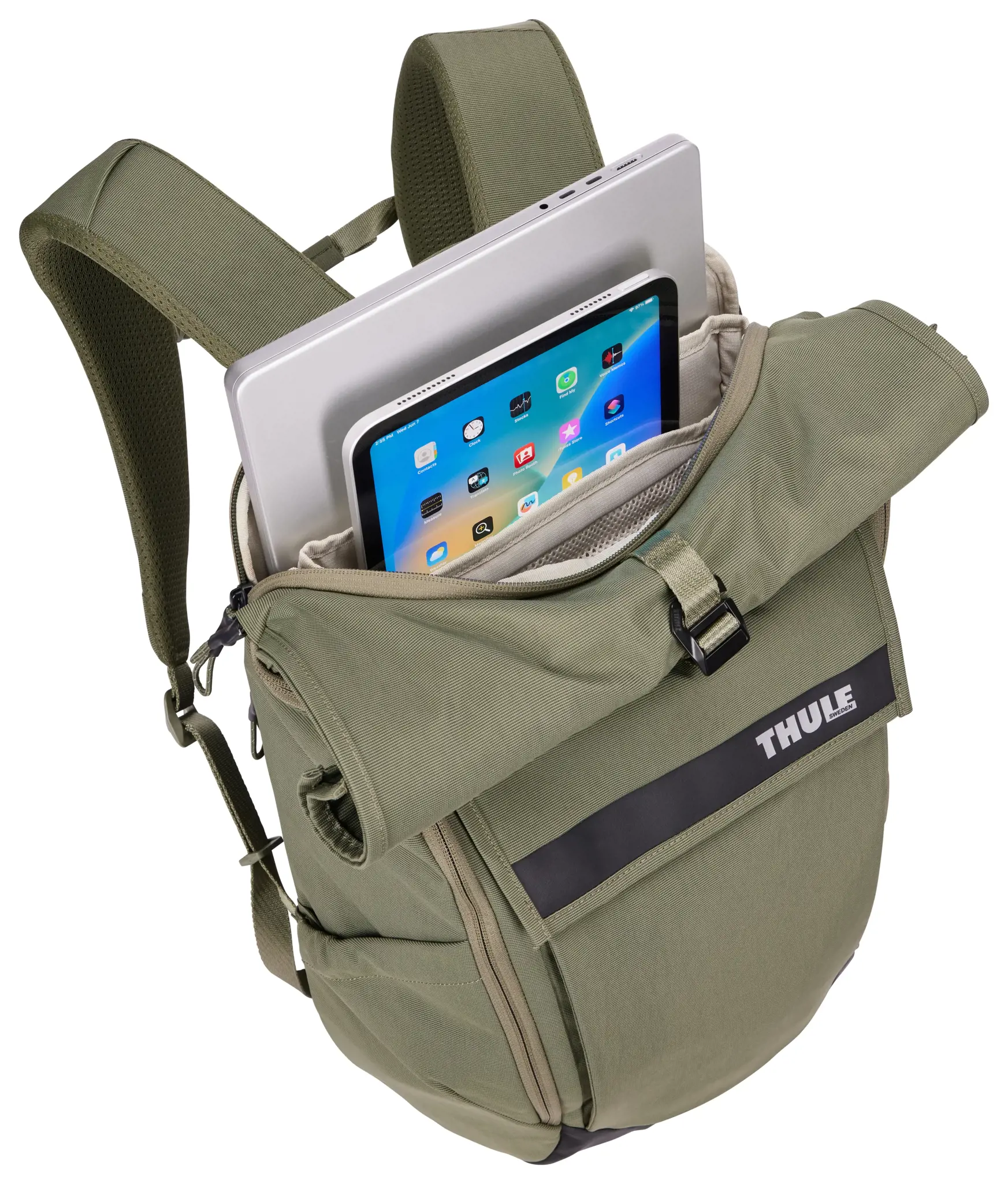 Thule Paramount PARABP3116 Soft Green, Miesto, Viengungis, 40,6 cm (16"), Nešiojamojo kompiuterio skyrius, Nailonas, Poliesteris