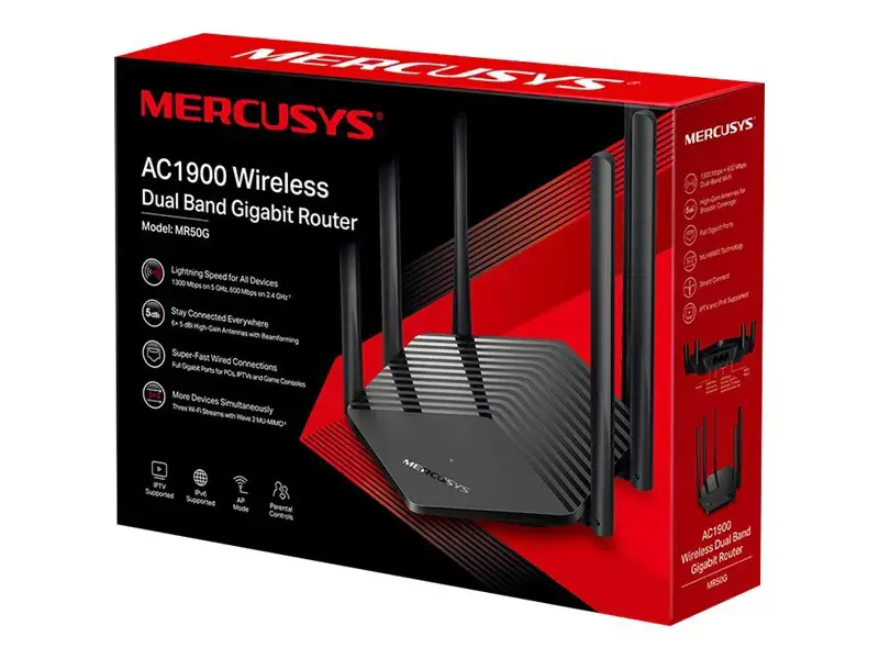 TP-LINK MERCUSYS MR50G AC1900 DualBand WiFi maršrutizatorius 6x fiksuotos išorinės antenos 2x GE LAN 1xGE WAN