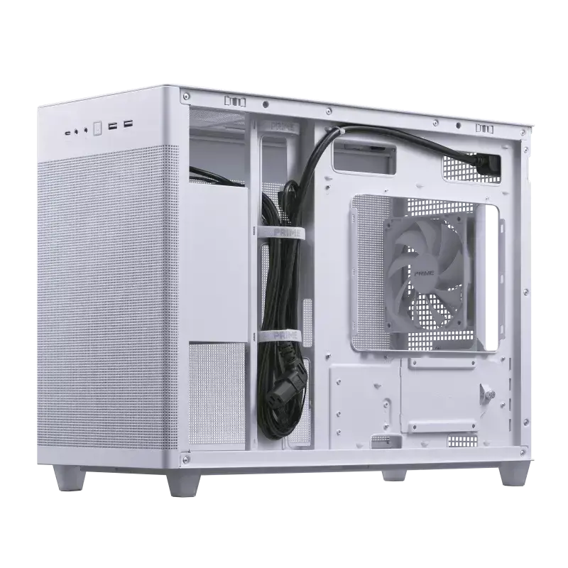 ASUS AP201 PRIME CASE TG WHITE, Mini Tower, Kompiuteris, Balta, micro ATX, Mini-ITX, 17 cm, 33,8 cm