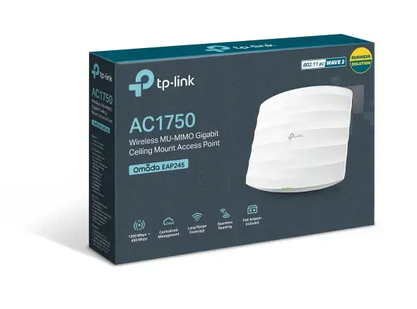 TP-Link AC1750 belaidis MU-MIMO gigabitinis prieigos taškas, 1300 Mbit/s, 450 Mbit/s, 1300 Mbit/s, 10,100,1000 Mbit/s, IEEE 802.11a, IEEE 802.11ac, IEEE 802.11b, IEEE 802.11g, IEEE 802.11n, IEEE 802.1x, IEEE 802.3af, Multi User MIMO