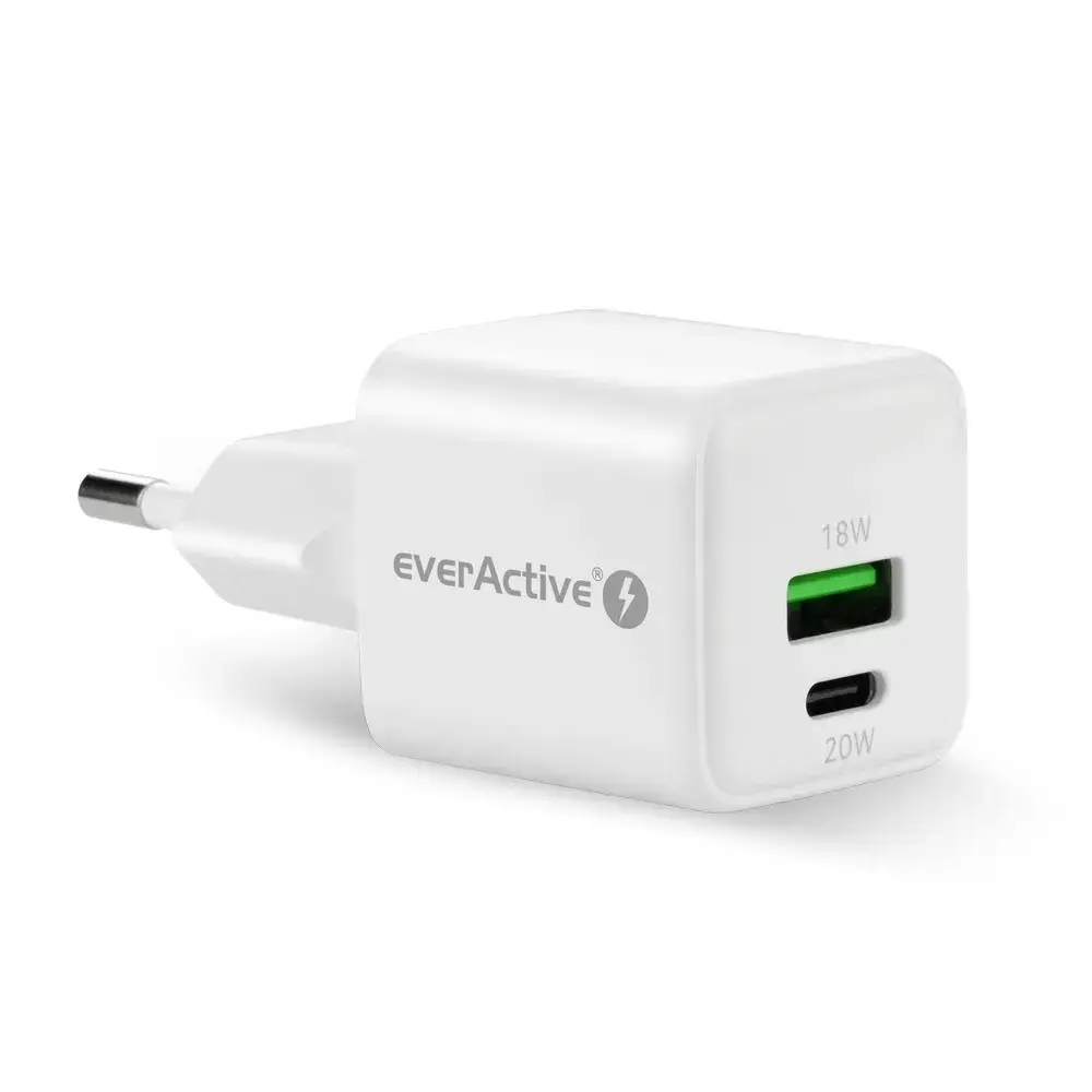 Charger 1 x USB, 1 x USB-C Quick Charge 3.0 20W white