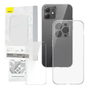 Permatomas dėklas ir grūdinto stiklo rinkinys "Baseus Corning", skirtas "iPhone 12