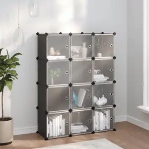 Storage Cube Organizer su 12 kubelių ir durelėmis Black PP