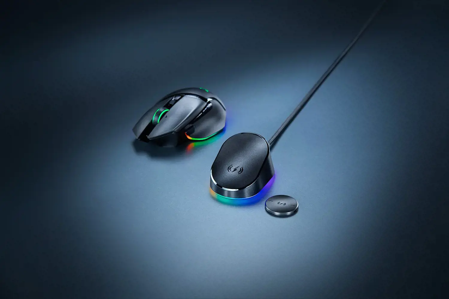 "Razer Mouse Dock Pro" + belaidžio įkrovimo paketas RGB LED lemputė, USB, belaidis, juodas