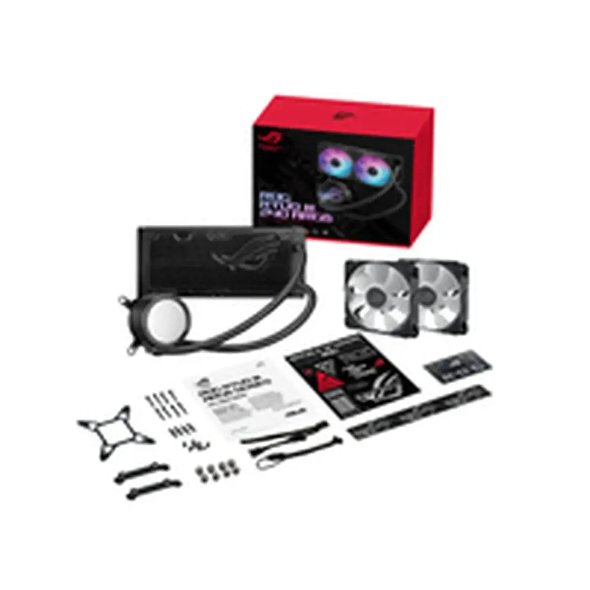 ASUS ROG "Ryuo III 240 ARGB", skysto aušinimo rinkinys, 12 cm, 2200 aps/min, 36,45 dB, 70,07 cfm, juodas