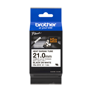 Brother HSE-251E, Black on white, Heat shrink tube, China, 2.1 cm, 69 mm, 160 mm