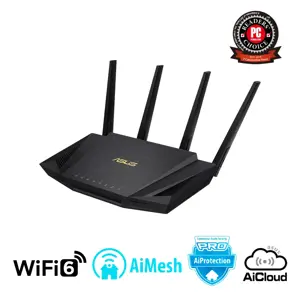 ASUS RT-AX58U, "Wi-Fi 6" (802.11ax), dviejų dažnių (2,4 GHz / 5 GHz), Ethernet LAN, 4G