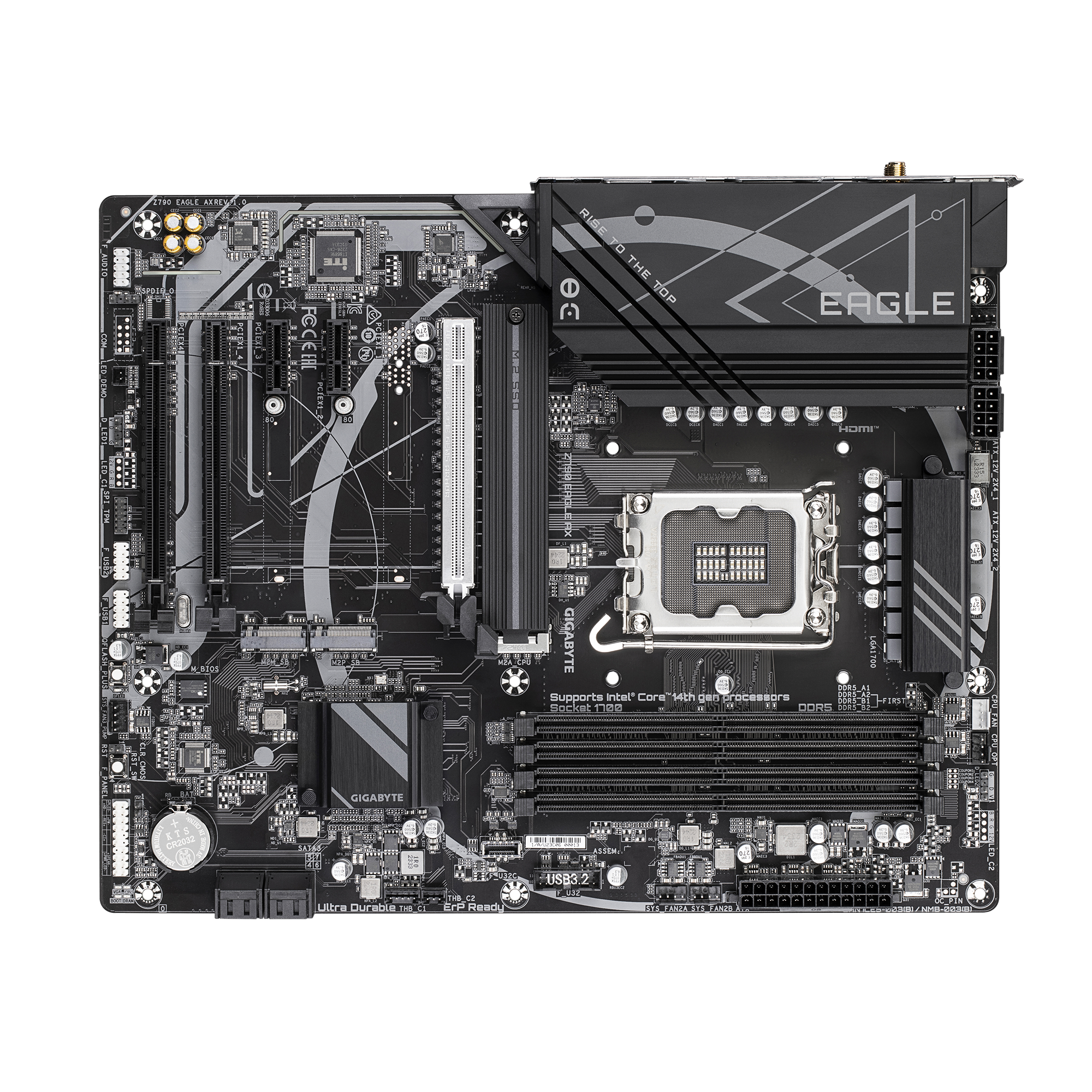 GIGABYTE Z790 EAGLE AX Motherboard - Supports Intel Core 14th Gen CPUs, 12+1+１Phases Digital VRM, up to 7600MHz DDR5 (OC), 3xPCIe 4.0 M.2, Wi-Fi 6E, 2.5GbE LAN, USB 3.2 Gen 2, Intel, LGA 1700, Intel® Celeron®, Intel® Core™ i3, Intel® Core™ i5, Intel® Core™ i7, Intel® Core™ i9,..., LGA 1700, 192 GB, DDR5-SDRAM