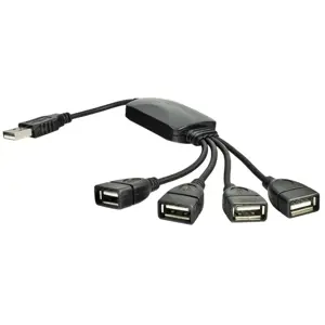 AKYGA USB 2.0 šakotuvas AK-AD-13 4 prievadai, juodas, 15 cm