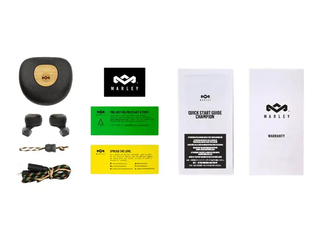 "Marley" tikros belaidės ausinės "Champion" Įmontuotas mikrofonas, "Bluetooth", juodos spalvos