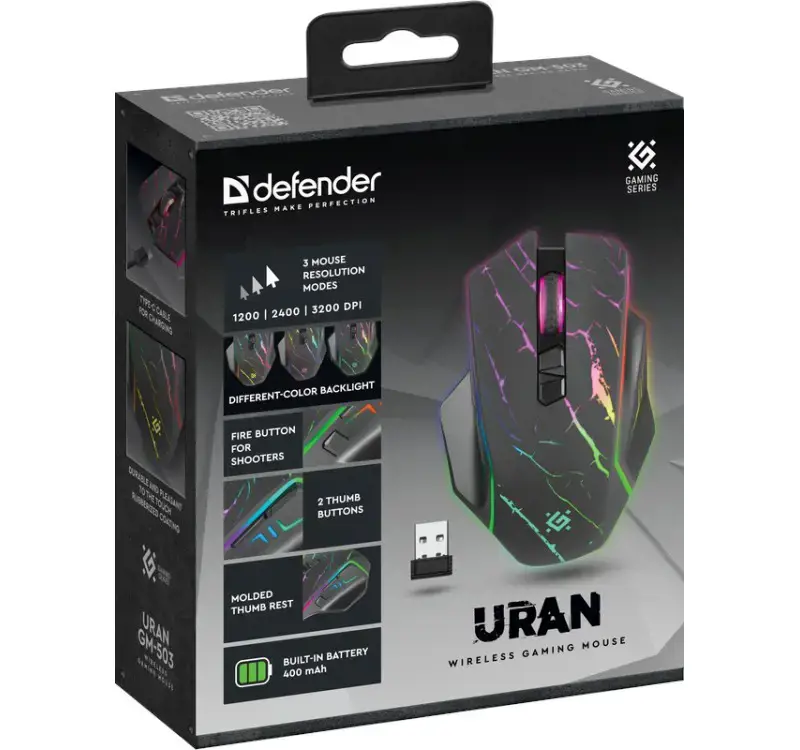 Pelė DEFENDER GM-503 URAN OPTIC RF RGB 3200dpi 8P