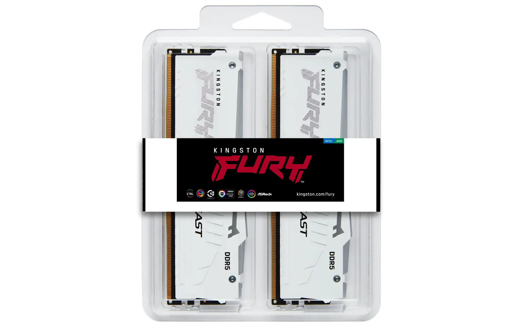 KINGSTON FURY Beast 64GB 5200MT/s DDR5 CL40 DIMM rinkinys iš 4 baltos spalvos RGB XMP