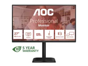 AOC Q27E4CV | 27 " | IPS | QHD | 16:9 | 120 Hz | 4 ms | 2560 x 1440 pixels | 350 cd/m² | HDMI ports quantity 1 | Black