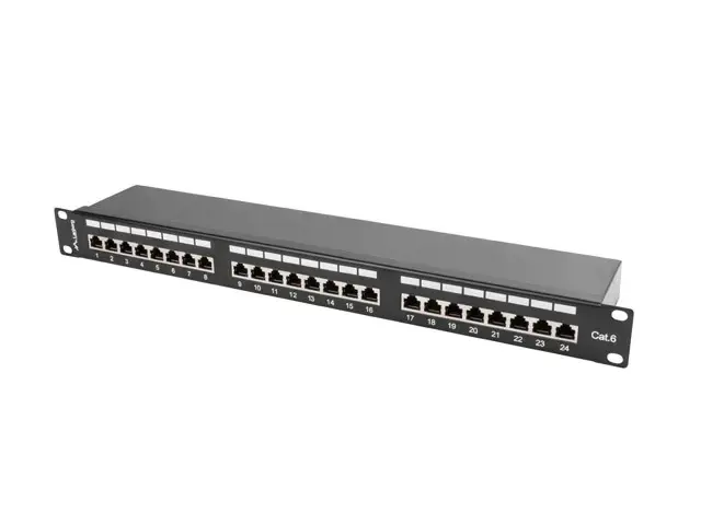 LANBERG PPS6-1024-B Lanberg Patch Panel 24 prievadų 1U, kat. 6, ekranuota, juoda