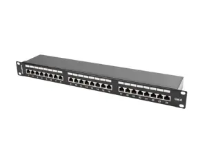LANBERG PPS6-1024-B Lanberg Patch Panel 24 prievadų 1U, kat. 6, ekranuota, juoda