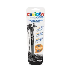 Ištrinamas rašiklis CARIOCA OOPS Retractable, 0,7 mm, juodos spalvos, 1 vnt., blisteryje