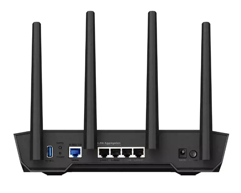 ASUS TUF-AX4200, "Wi-Fi 6" (802.11ax), dviejų dažnių (2,4 GHz / 5 GHz), Ethernet LAN, juodas, stalinis maršrutizatorius