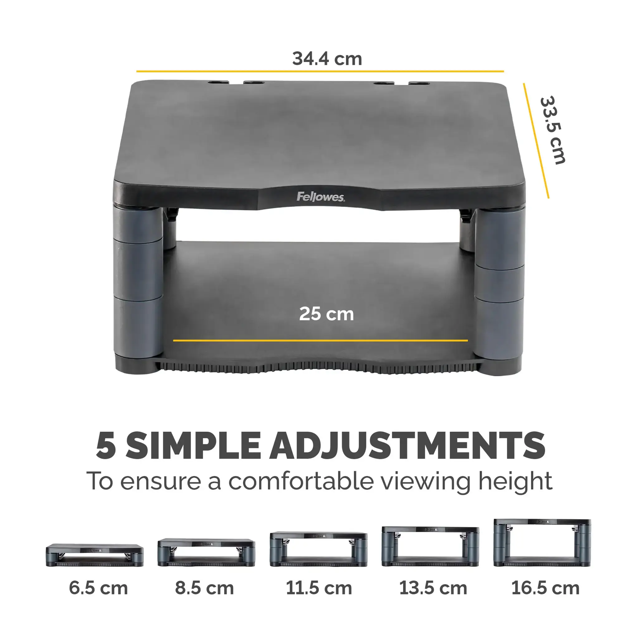 "Fellowes Premium" monitoriaus pakyla "Graphite", laisvai pastatoma, 36 kg, 53,3 cm (21"), aukščio reguliavimas, grafito spalvos