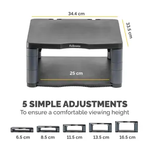 "Fellowes Premium" monitoriaus pakyla "Graphite", laisvai pastatoma, 36 kg, 53,3 cm (21"), aukščio reguliavimas, grafito spalvos