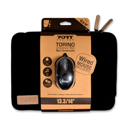 Nešiojamojo kompiuterio dėklas su pele PORT TORINO SKIN BK 13,3/14 col., juoda sp.