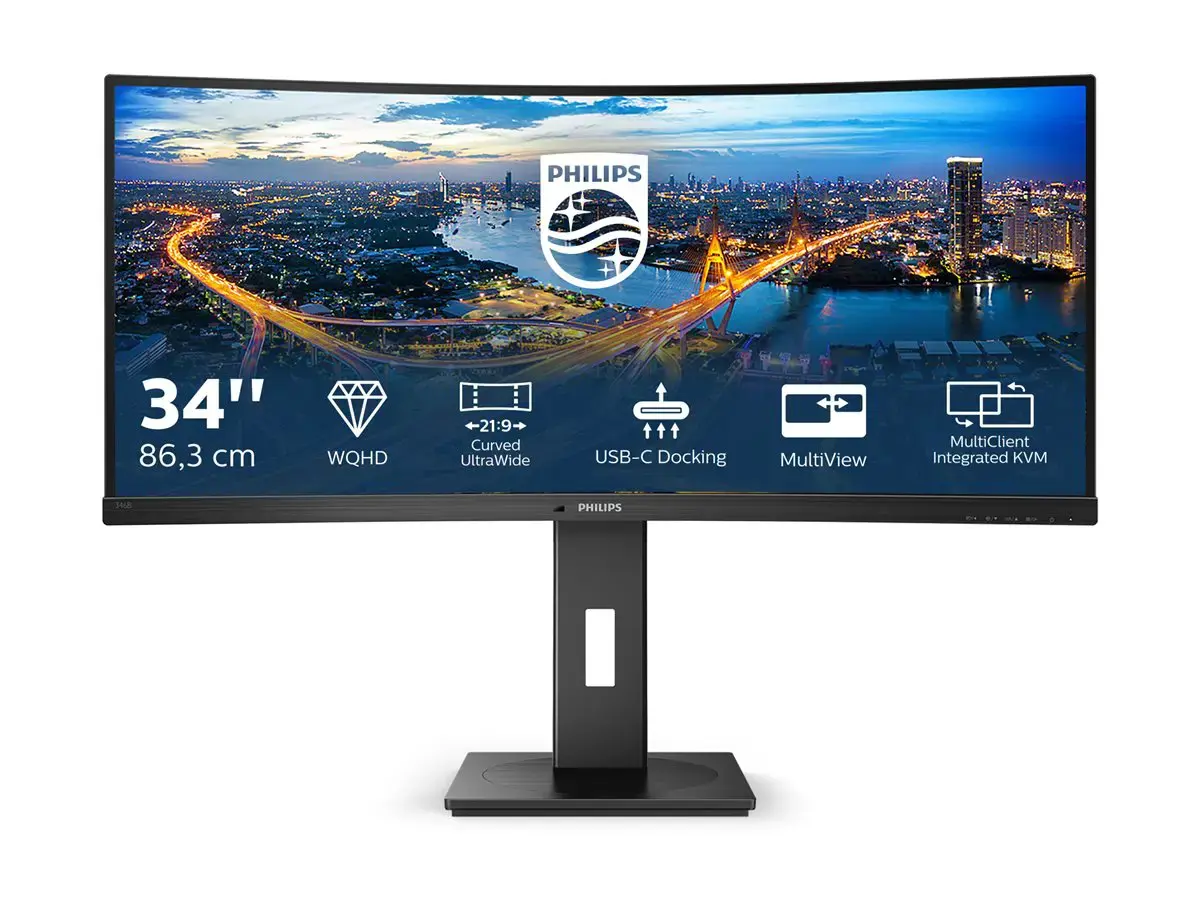 Monitorius Philips B Line 346B1C/00, 86.4 cm (34"), 3440 x 1440 pixels, Quad HD, LCD, 4 ms, Black