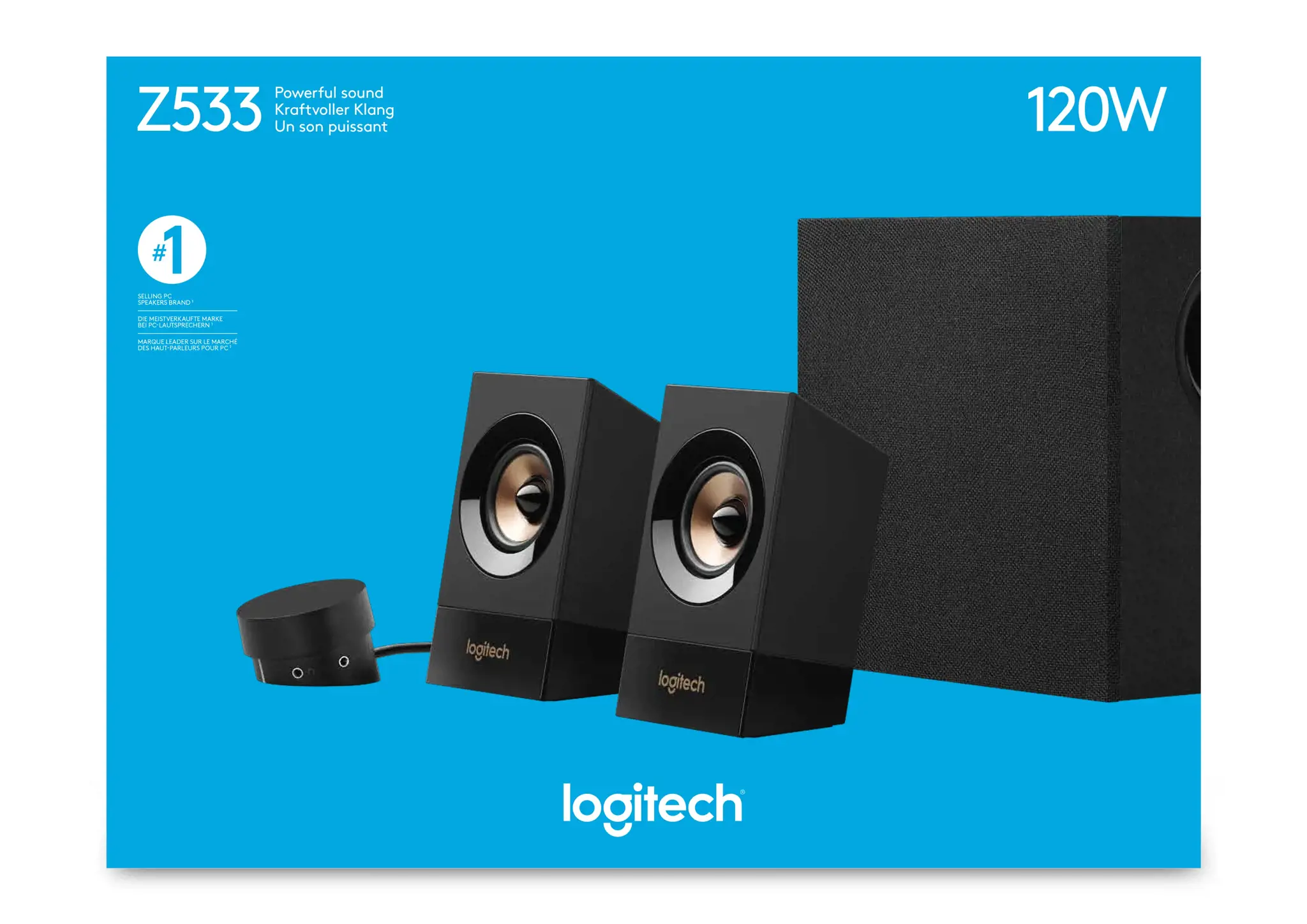 "Logitech Z533" galingas garsas, 2.1 kanalo, 60 W, universalus, juodas, 120 W, laidinis