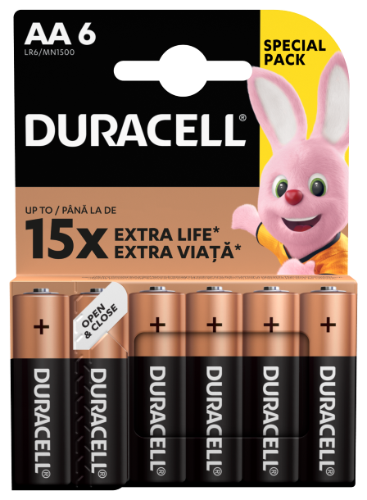 Baterijos DURACELL AA, LR6, 6vnt