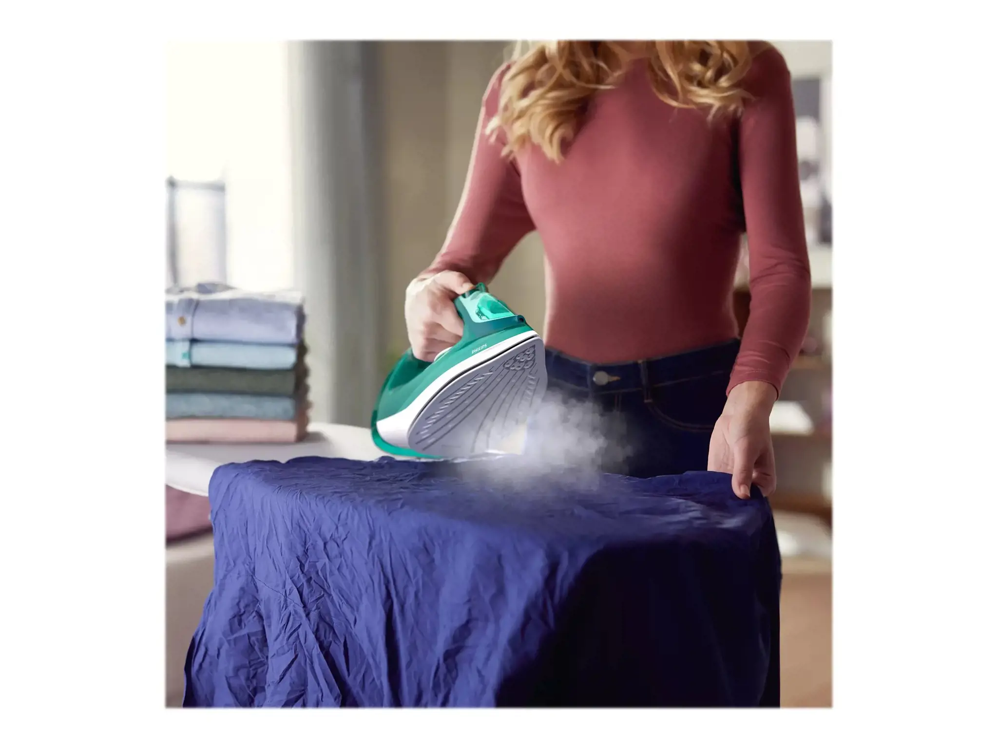 "Philips" 3000 serijos garinis lygintuvas 2400 W, garinis lygintuvas, keraminis padas, 1,9 m, 180 g/min, turkio spalvos, 40 g/min