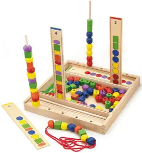 VIGA Medinis edukacinis žaidimas Loginiai karoliukai 104 vienetai Montessori