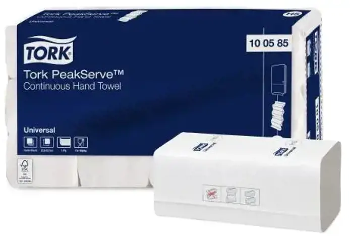 Popieriniai rankšluosčiai TORK PeakServe H5, Universal,1sl. baltos spalvos, 410 lapeliu, 100585
